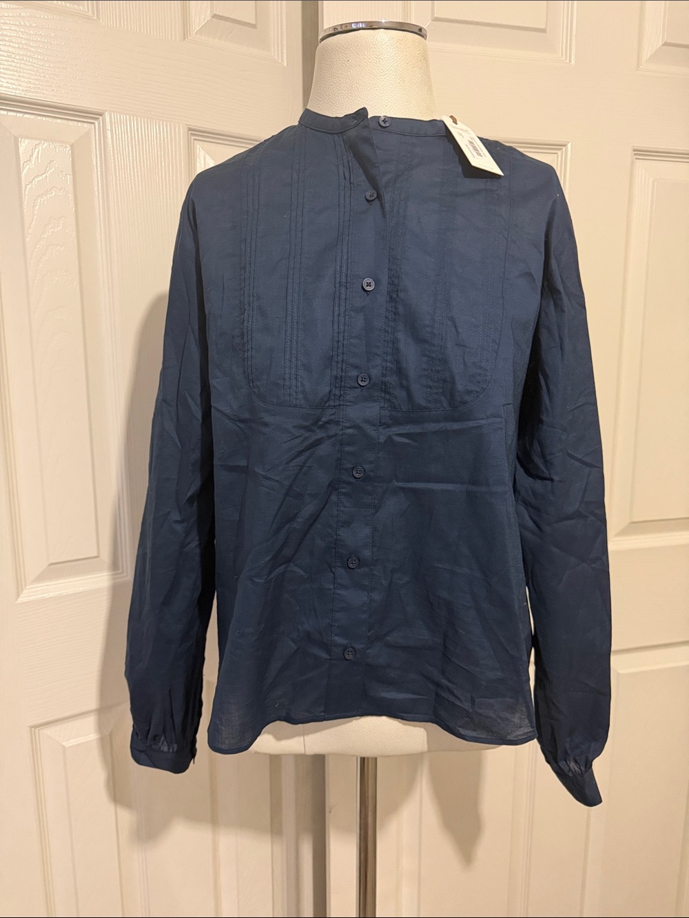Tecovas Solid Button Down Shirt Long Sleeve Cotton Blue Sheer Womens NEW